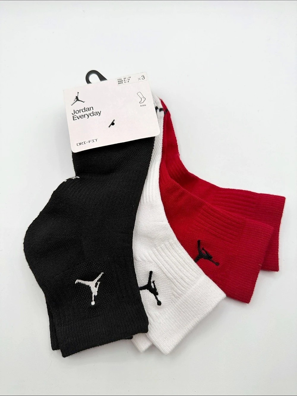 Jordan Everyday Ankle Socks 3-Pack Black & Red